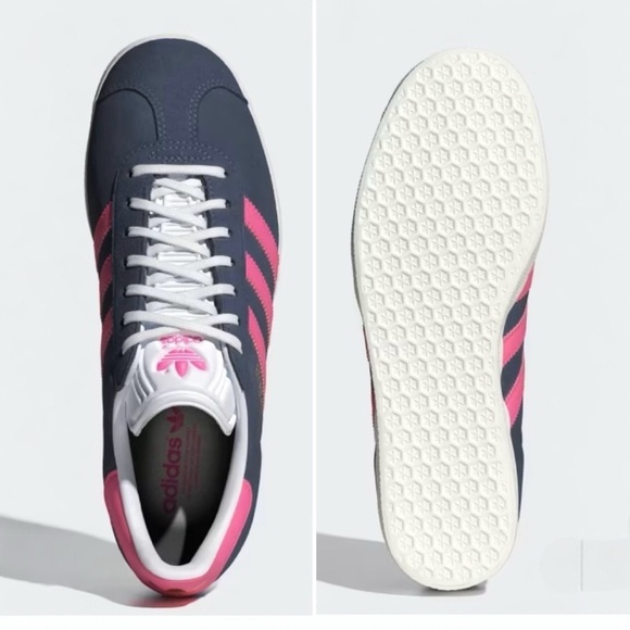 Adidas Gazelle "Ink Lucid Pink" Navy Blue with Pink Suede Sneakers size 6.5 NEW - Picture 6 of 16